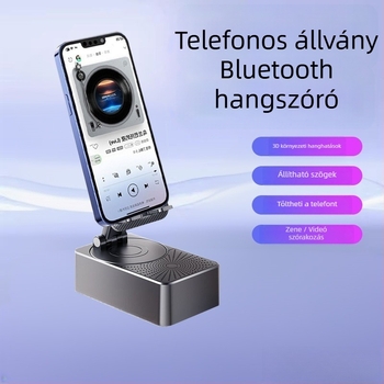 Hordozható 3-in-1 hangszóró állvánnyal, beépített akkumulátorral és töltési funkcióval, Bluetooth 5.3, 5W/5V, 10 m hatótávolság
