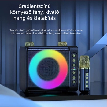 Karaoke Bluetooth hangsugárzó készlet beépített mikrofonnal, 20W kimenet, Bluetooth 5.3, 100Hz-20kHz, SNR ≥70dB, beépített 2000-4000mAh akkumulátor