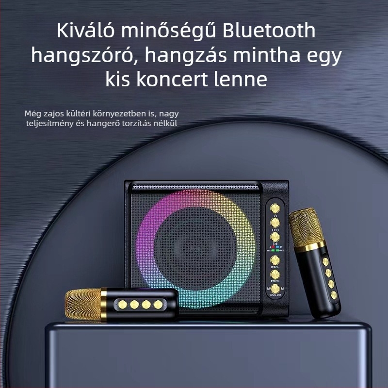 Karaoke Bluetooth hangsugárzó készlet beépített mikrofonnal, 20W kimenet, Bluetooth 5.3, 100Hz-20kHz, SNR ≥70dB, beépített 2000-4000mAh akkumulátor