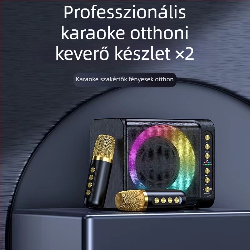 Karaoke Bluetooth hangsugárzó készlet beépített mikrofonnal, 20W kimenet, Bluetooth 5.3, 100Hz-20kHz, SNR ≥70dB, beépített 2000-4000mAh akkumulátor