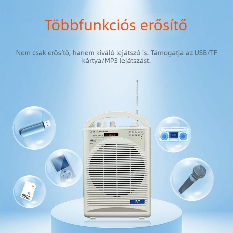 Vezeték nélküli Bluetooth erősítő kültéri karaokehoz – hordozható kézi hangszóró túrákhoz és oktatáshoz