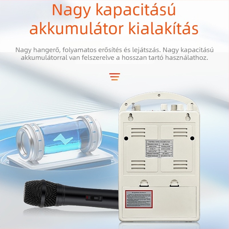 Vezeték nélküli Bluetooth erősítő kültéri karaokehoz – hordozható kézi hangszóró túrákhoz és oktatáshoz