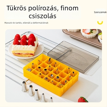 Díszítő cső készlet, 24 darab, 304 rozsdamentes acélból, torták díszítésére, modern minimalist stílus