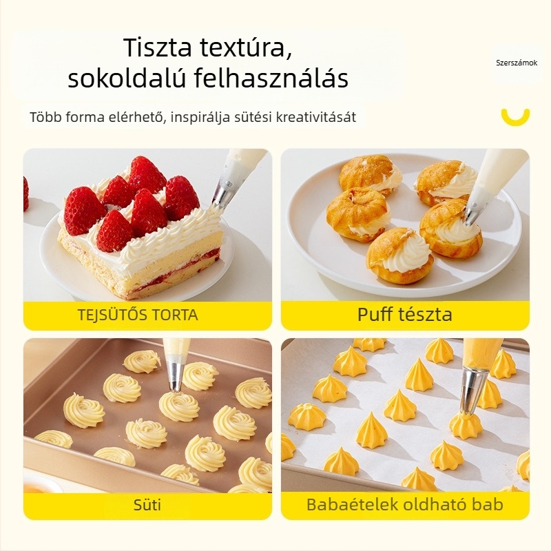 Díszítő cső készlet, 24 darab, 304 rozsdamentes acélból, torták díszítésére, modern minimalist stílus