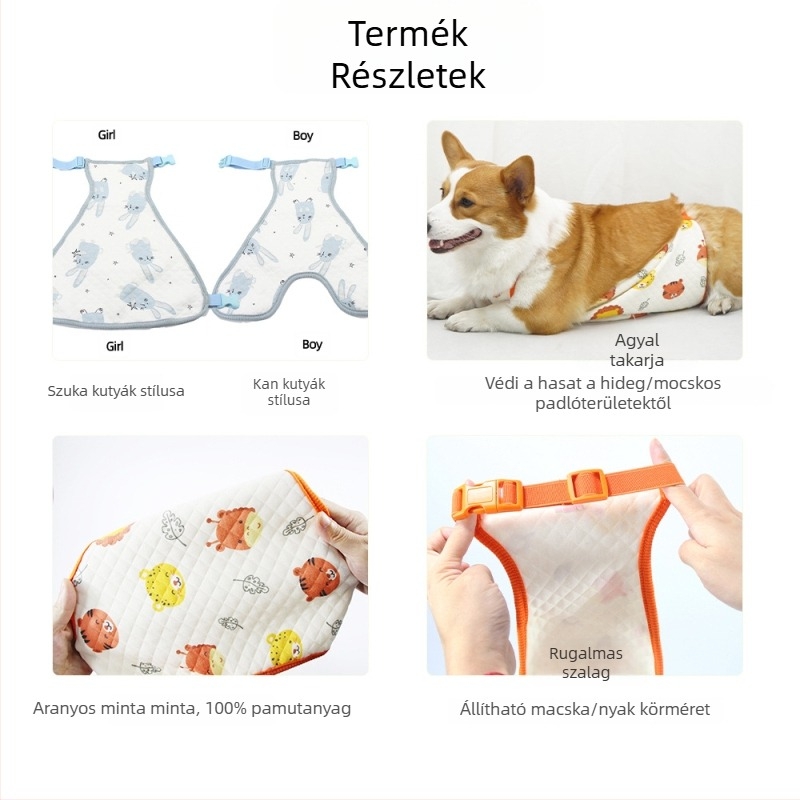 Chongtapet pamut Bellyband – karikatúra stílusú mellény, univerzális kutyáknak