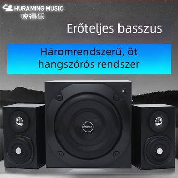 2.1 Bluetooth hangrendszer subwooferrel, fa kabinet, max 500W, MP3/USB lejátszás, 8 órás üzemidő