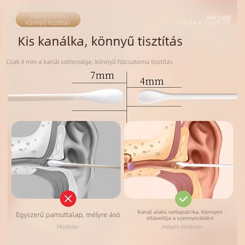 Egyszer használatos, dupla fejű fültisztító pálcikák papírszárú kivitelben, szöszmentes