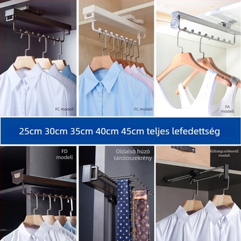 Teleszkópos ruhatartó rúd felső szereléshez, vízszintes és függőleges ruhákhoz, alumíniumötvözet, modell FDS, modern minimalista dizájn