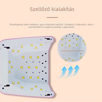 Körömlámpa, nagy teljesítményű, gyorsan száradó gél lakokhoz, LED fototerápiás készülék, modell Gzm-006, OEM magánmárka