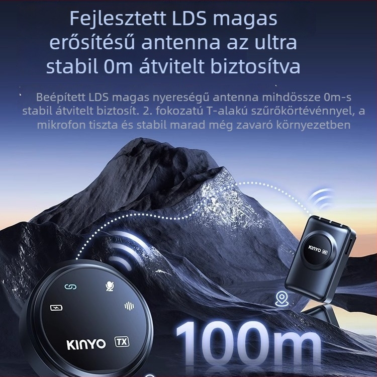 M60 gallérmikrofon élő adásokhoz és stúdiófelvételhez zajcsökkentéssel, beépített 2000–4000mAh akkumulátor, üzemidő 6–8 óra, frekvenciaválasz 100 Hz–20 kHz, SNR ≥75 dB, tápellátás 5V/5W