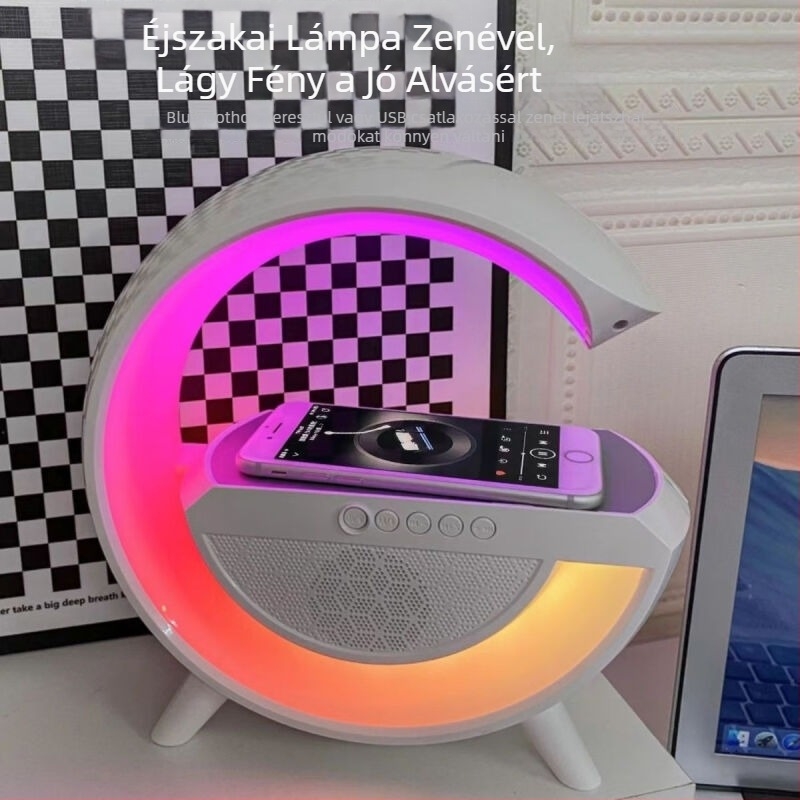 Többcélú Bluetooth hangszóró és asztali lámpa – éjjeli fény az ágy mellett, Bluetooth, 5W, beépített akkumulátor, 40Hz-20kHz, SNR ≥70dB