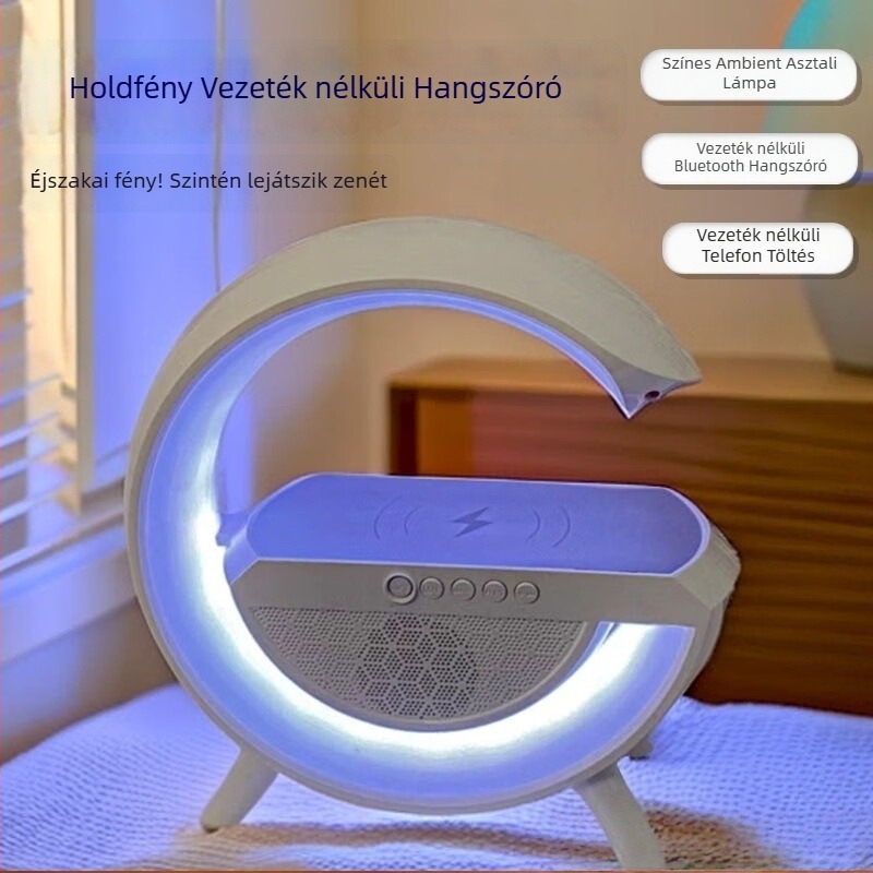 Többcélú Bluetooth hangszóró és asztali lámpa – éjjeli fény az ágy mellett, Bluetooth, 5W, beépített akkumulátor, 40Hz-20kHz, SNR ≥70dB