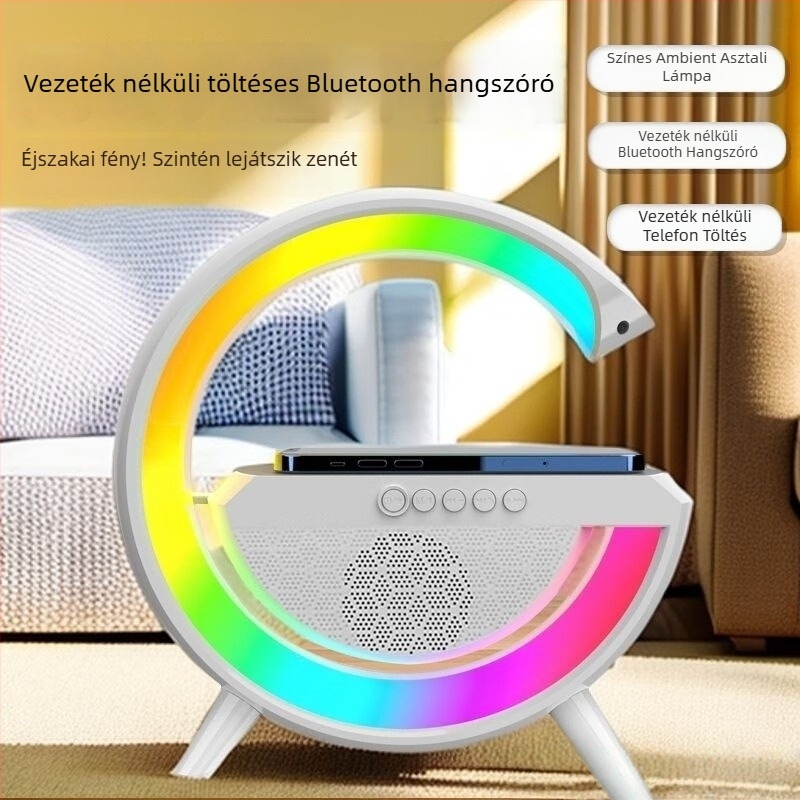 Többcélú Bluetooth hangszóró és asztali lámpa – éjjeli fény az ágy mellett, Bluetooth, 5W, beépített akkumulátor, 40Hz-20kHz, SNR ≥70dB