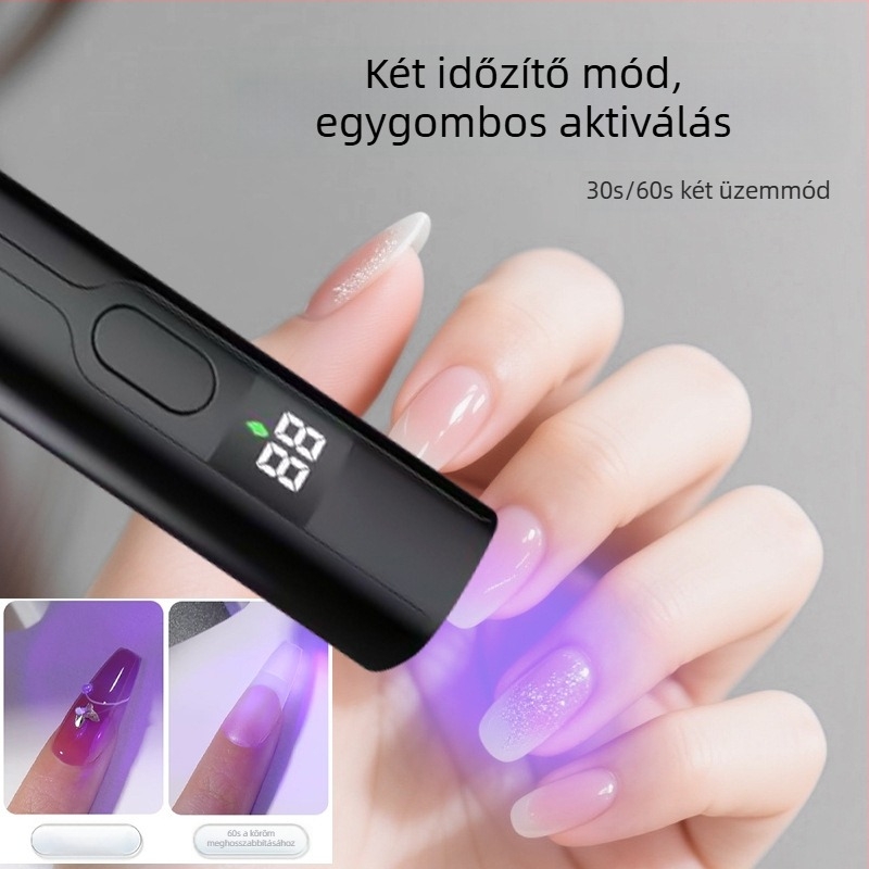 Kézi manikűr lámpa, nagy teljesítményű LED-diódákkal, digitális kijelző, gyorsítós fototerápiás készülék