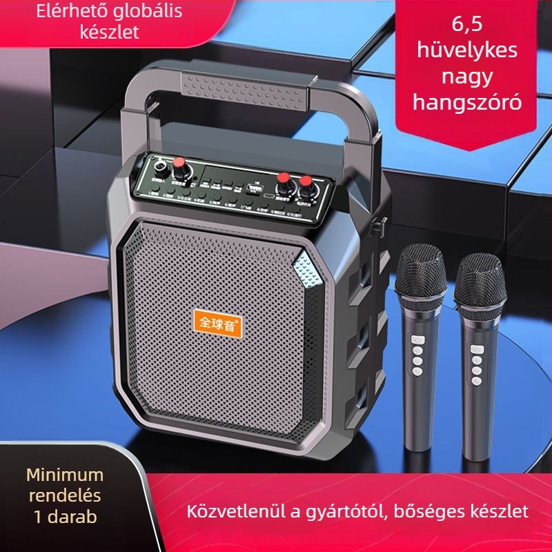 Kültéri Bluetooth karaokés hangszóró beépített mikrofonnal, hordozható 10W, 2000-4000mAh akkumulátor, Bluetooth 5.0, frekvencia-tartomány 60Hz-15kHz, SNR ≥70dB