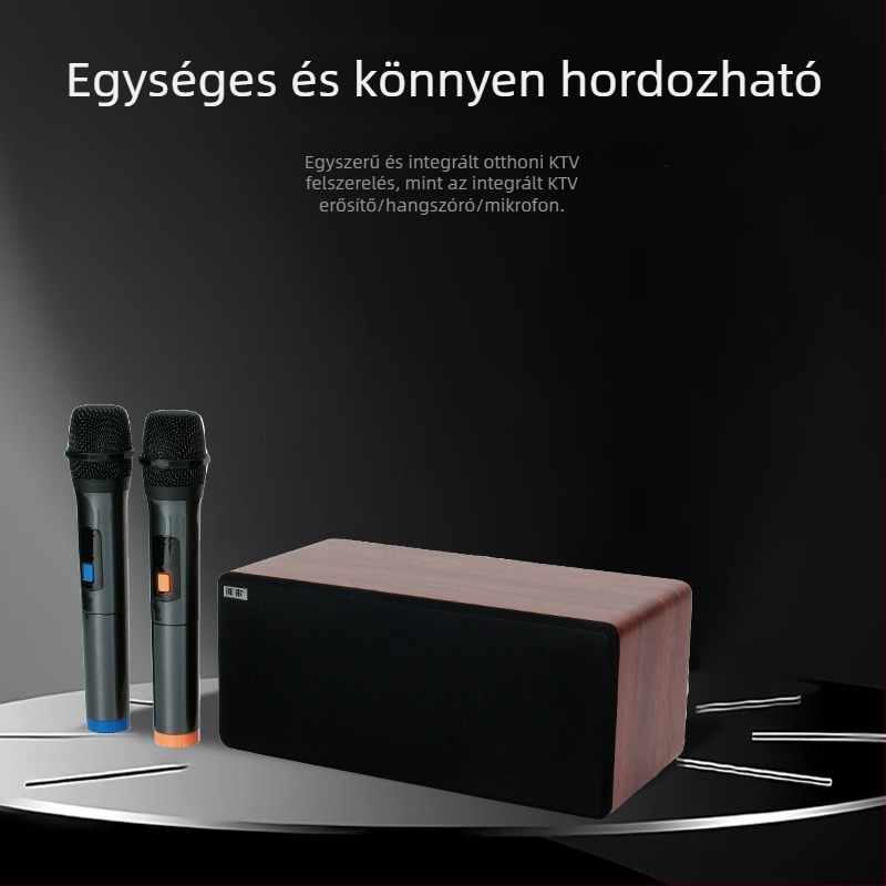 N-S10mini Otthoni KTV Karaoke All-in-One rendszer kettős mikrofonnal, Bluetooth 5.0, 60W, 60Hz-15kHz, SNR ≥70dB, AC tápegység