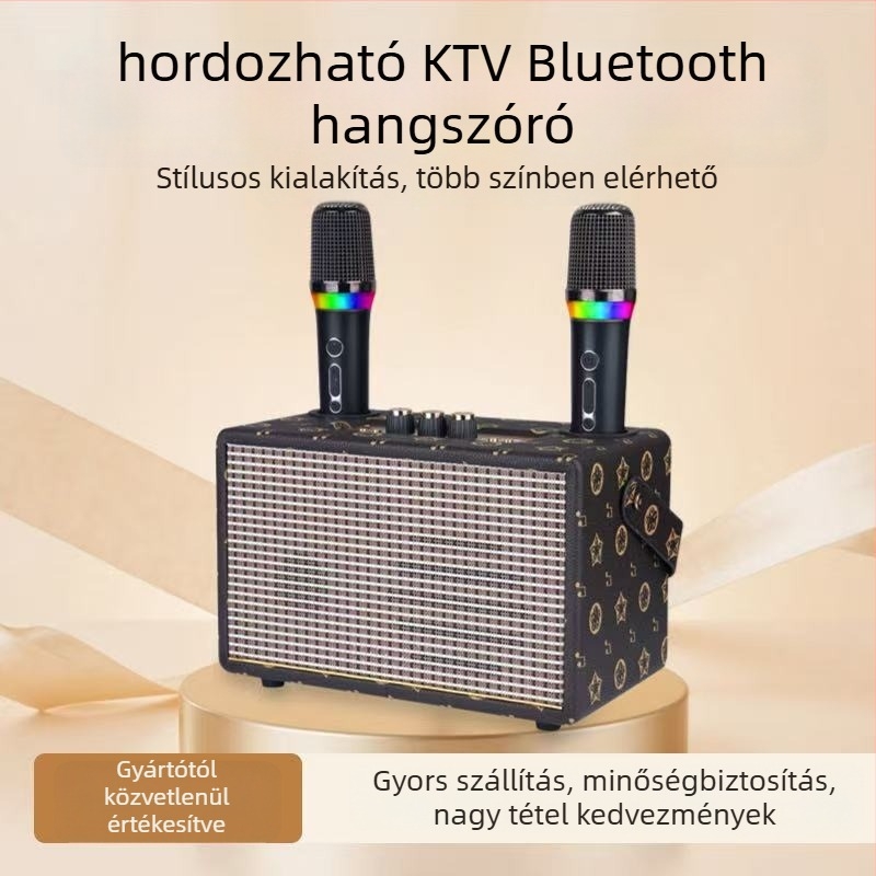 Otthoni mindent egyben karaoké mikrofon és hangszóró készlet Bluetooth 5.3, 30W beépített akkumulátor, frekvenciatartomány 100 Hz–20 kHz, SNR ≥85 dB