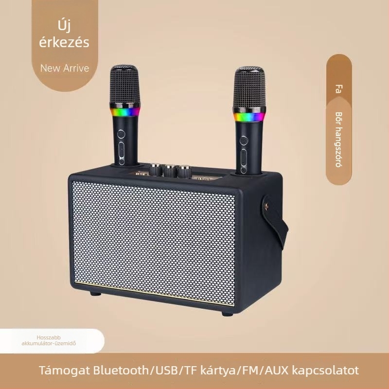Otthoni mindent egyben karaoké mikrofon és hangszóró készlet Bluetooth 5.3, 30W beépített akkumulátor, frekvenciatartomány 100 Hz–20 kHz, SNR ≥85 dB