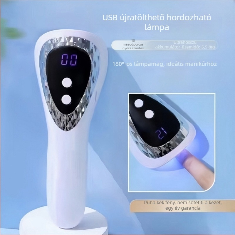Kézi UV/LED körömlámpa kijelzővel, újratölthető, kompakt, gyors száradás géllakhoz, otthoni használatra