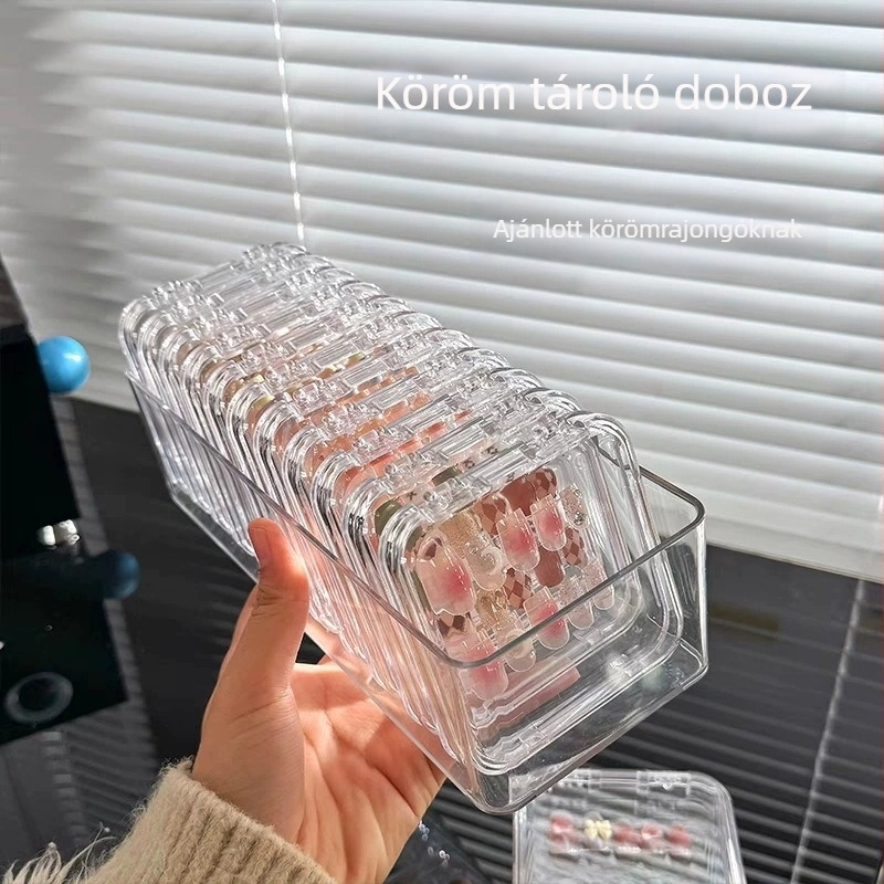 Viselhető körömdíszítés csomagoló doboz, átlátszó bemutató és tároló doboz körmöknek, 85 doboz (Anyag: műanyag; Nettó tartalom: 15; Márka típusa: hazai márka; Márka: Nincs márka)