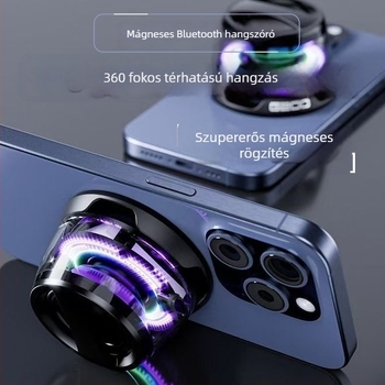 G200 Hordozható Bluetooth hangszóró mágneses telefon-tartóval, asztali mini szubwooferrel és színes fényekkel