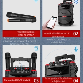 Guoai N1 Square Dance Bluetooth hangszóró beépített 2000–4000mAh akkumulátorral, 30W, Bluetooth 5.0, 10 m hatótávolság, vezeték nélküli mikrofonnal