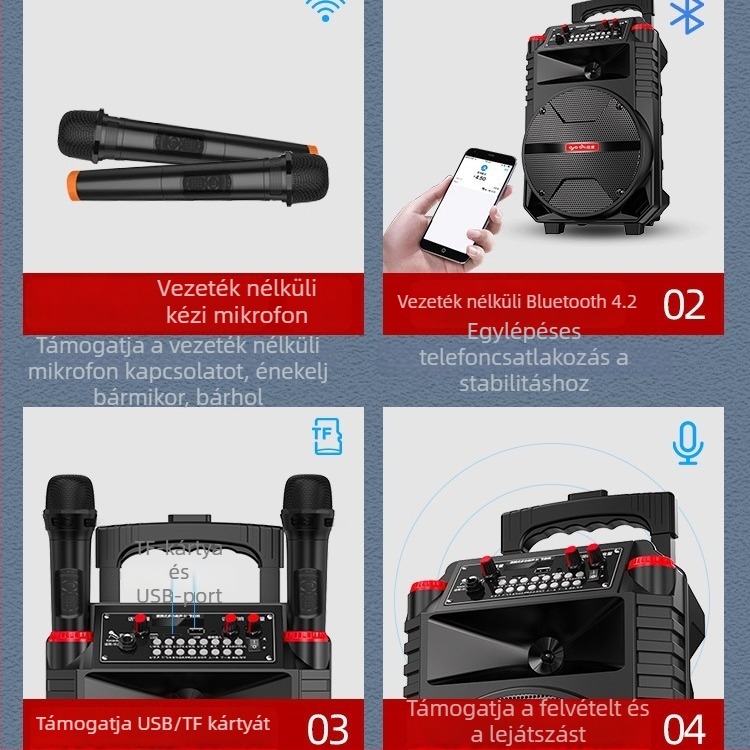 Guoai N1 Square Dance Bluetooth hangszóró beépített 2000–4000mAh akkumulátorral, 30W, Bluetooth 5.0, 10 m hatótávolság, vezeték nélküli mikrofonnal
