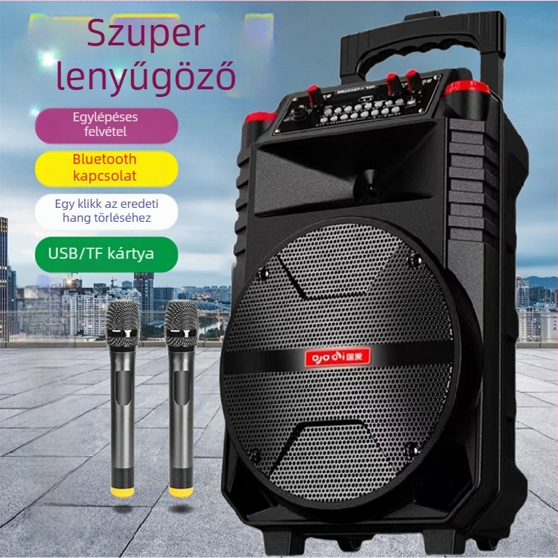 Guoai N1 Square Dance Bluetooth hangszóró beépített 2000–4000mAh akkumulátorral, 30W, Bluetooth 5.0, 10 m hatótávolság, vezeték nélküli mikrofonnal