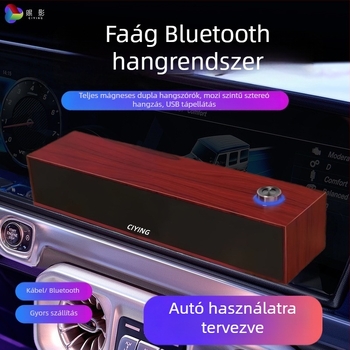 Fa textúrájú Bluetooth hangszóró számítógéphez - vezetékes és Bluetooth mód, USB interfész, 2 csatornás, 6W teljesítmény, fa ház