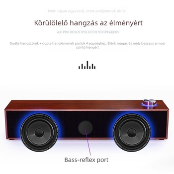 Fa textúrájú Bluetooth hangszóró számítógéphez - vezetékes és Bluetooth mód, USB interfész, 2 csatornás, 6W teljesítmény, fa ház