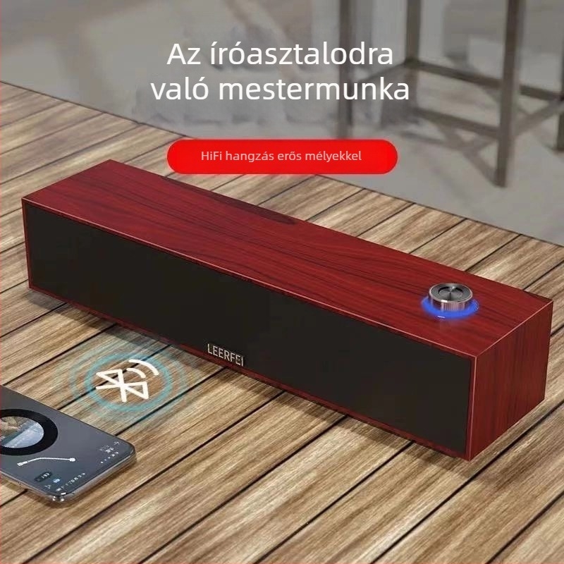 Fa textúrájú Bluetooth hangszóró számítógéphez - vezetékes és Bluetooth mód, USB interfész, 2 csatornás, 6W teljesítmény, fa ház