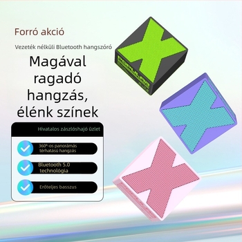 Vezeték nélküli Bluetooth hangszóró, kompakt kültéri használatra, hordozható mélysugárzó