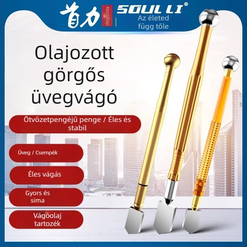 Görgő típusú üvegvágó gyémántéllel a vastag üveg vágásához, csempevágáshoz, kézi kaparó, multifunkcionális görgős kés