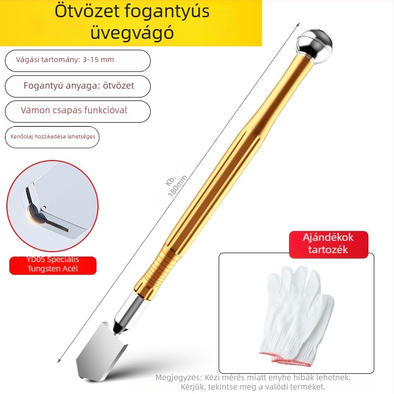 Görgő típusú üvegvágó gyémántéllel a vastag üveg vágásához, csempevágáshoz, kézi kaparó, multifunkcionális görgős kés