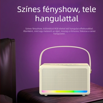 S21 Vezeték nélküli Bluetooth hangszóró beépített akkumulátorral, 5W kimenet, karaoke hordozható hangszóró mikrofonnal, 100Hz-20kHz, hatótáv 10 m