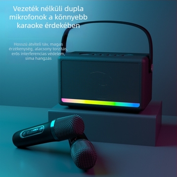 S21 Vezeték nélküli Bluetooth hangszóró beépített akkumulátorral, 5W kimenet, karaoke hordozható hangszóró mikrofonnal, 100Hz-20kHz, hatótáv 10 m