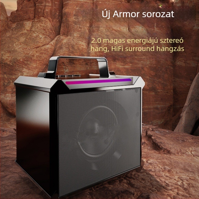 Külsőre tervezett Bluetooth hangszóró TWS-sel, 5W, 90 Hz–18 kHz, SNR ≥95 dB, hatótávolság 10 m, beépített 1000–1200 mAh akkumulátor, USB/AUX/TF bemenet