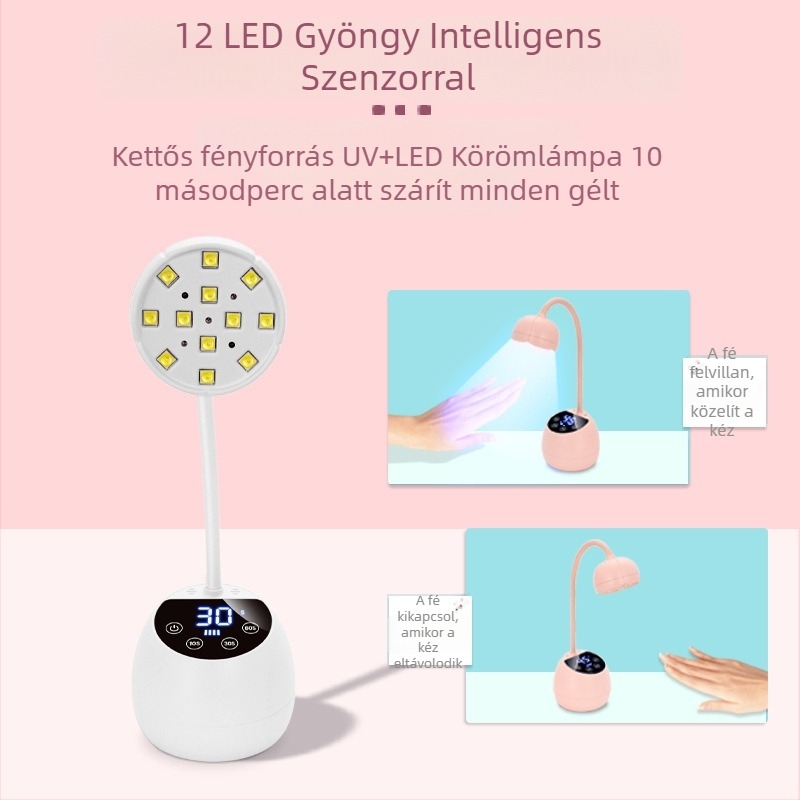 Asztali manikűr lámpa lotusz design és érintésérzékelő – M2 modell, fototerápiás mód, gyorsan száradó körömlakk