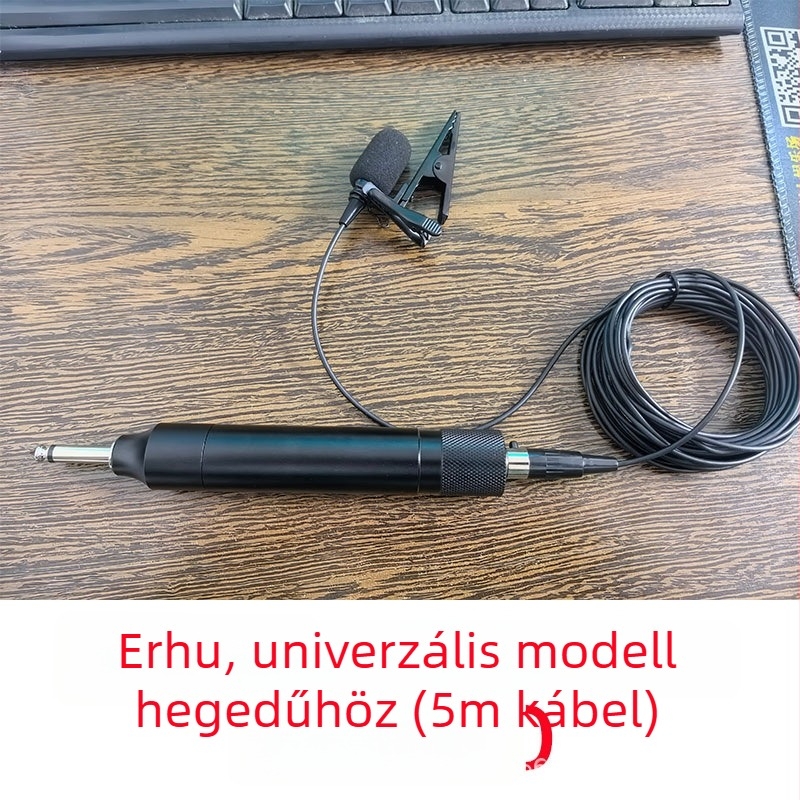 Vezetékes lavalier mikrofon hangszeres előadásokhoz – kettős csatornás, kondenzátor, 100 Hz–20 kHz, SNR ≥70 dB, akkumulátor nélkül