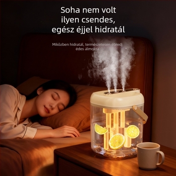 Háztartási párásító 3 kimeneti permettel, USB tápegység, víztartály ≤0,5 L, helyiségig 10 m², zaj 36–45 dB