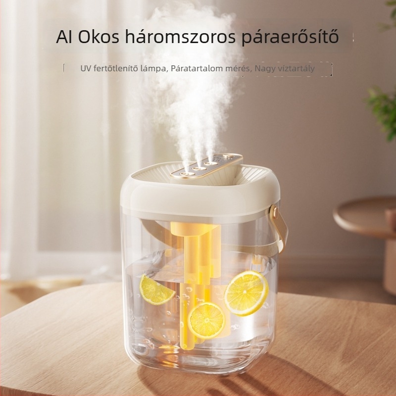 Háztartási párásító 3 kimeneti permettel, USB tápegység, víztartály ≤0,5 L, helyiségig 10 m², zaj 36–45 dB