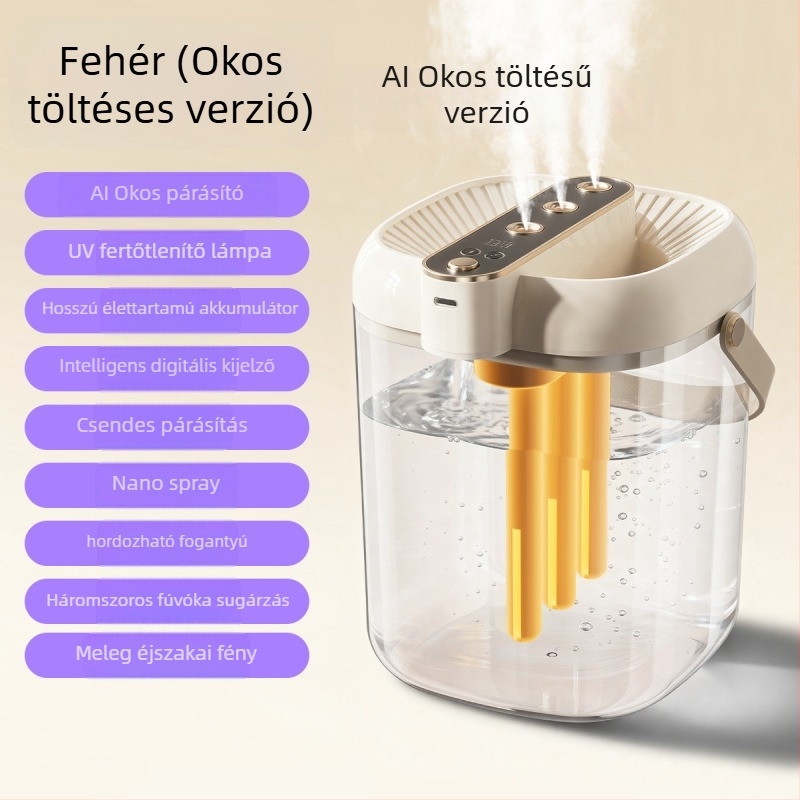 Háztartási párásító 3 kimeneti permettel, USB tápegység, víztartály ≤0,5 L, helyiségig 10 m², zaj 36–45 dB