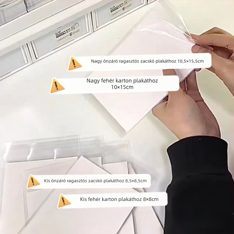 OPP önállóan tapadó ékszercsomagoláshoz védő taska, nagy kapacitású tároláshoz; Anyag: OPP műanyag; Eredet: Zhejiang, Kína; Zárás hossza: 1