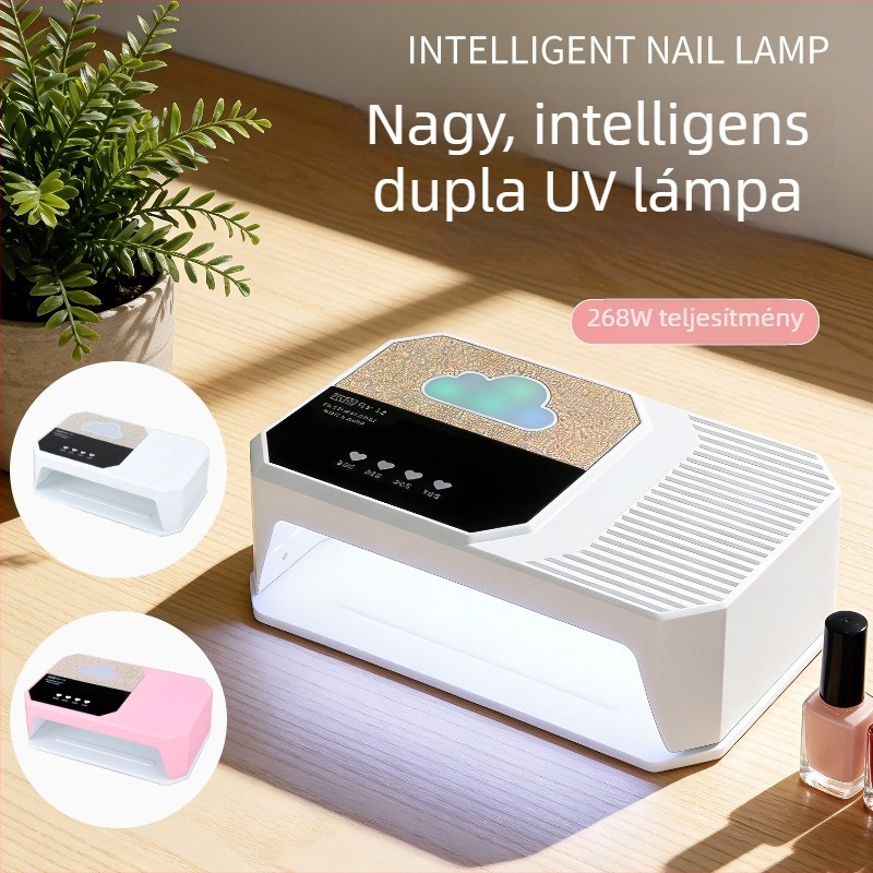 LED körömlakk-gél szárító lámpa állítható fénnyel, nagy méretű intelligens manikűr lámpa mindkét kéz számára