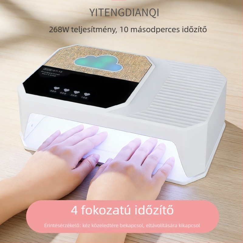 LED körömlakk-gél szárító lámpa állítható fénnyel, nagy méretű intelligens manikűr lámpa mindkét kéz számára