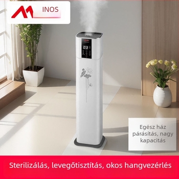 Hangvezérléses párásító és levegőtisztító, álló modell, 400 m³/h légáram, 61 m²+ helyiségekhez, Li-ion akkumulátorral működtetve, ozon szabályozás