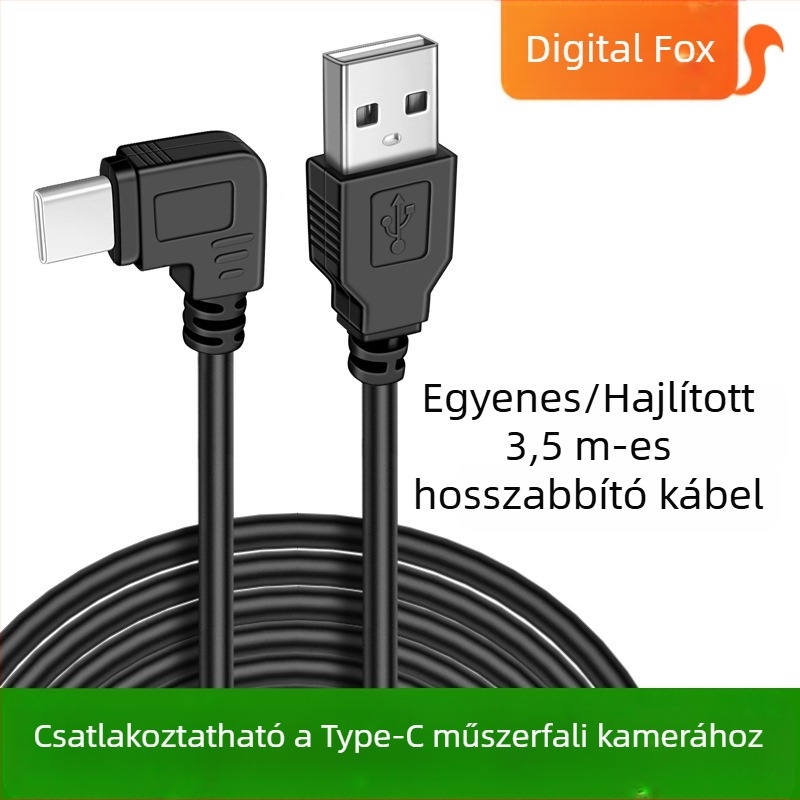 Type-C töltőkábel dash cam-hez, USB-modifikált autós töltőkábel