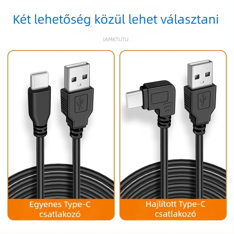 Type-C töltőkábel dash cam-hez, USB-modifikált autós töltőkábel