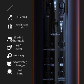 Lebo K1 karaoke mikrofon beépített audió interfésszel, Bluetooth 4.2, 5W×2 teljesítmény, SNR ≥100 dB élő közvetítéshez