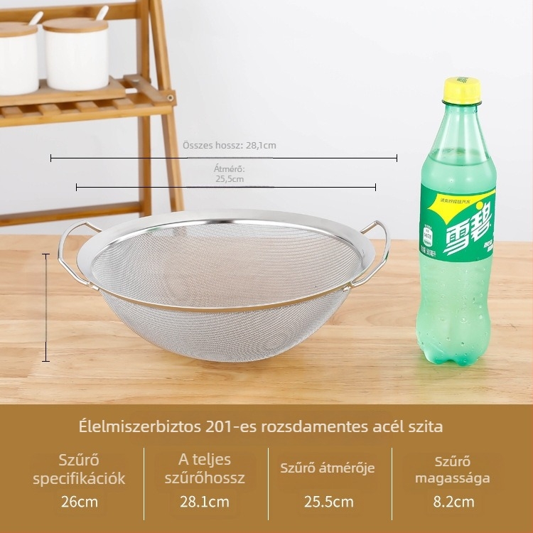 Rozsdamentes acél szűrőháló cukorra, szezámmal, szója tejhez, tejes teához és gyümölcsléhez – 304